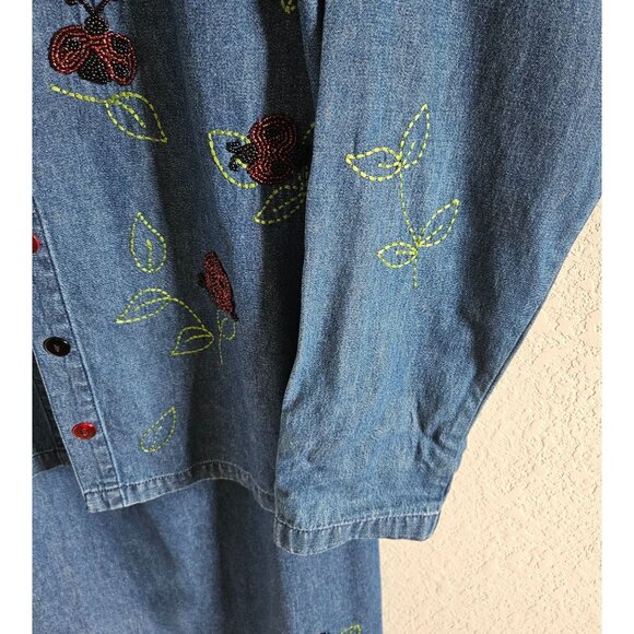 Quacker Factory Vintage Woman Size M Maxi Skirt Jacket Set Y2K 90's Lady Bugs - Picture 5 of 12